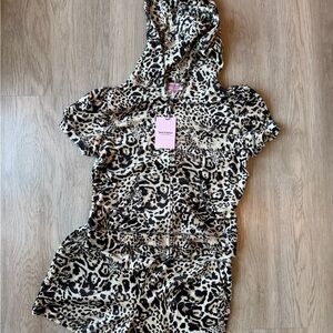 Juicy Couture Leopard Velour Zip up and short set